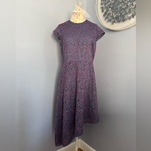 Banana Republic Lace Asymmetrical Tea Dress in Blue and Red